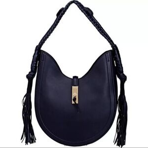 Altuzarra Leather Bull Rope Ghianda Knot Tassel Navy Leather Hobo‎ Bag, Navy